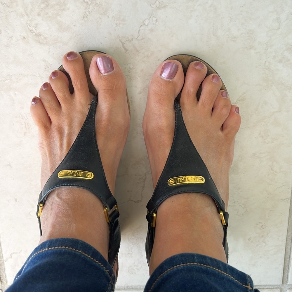 Free, see details in description Ralph Lauren “Niki” Black Wedge Sandals